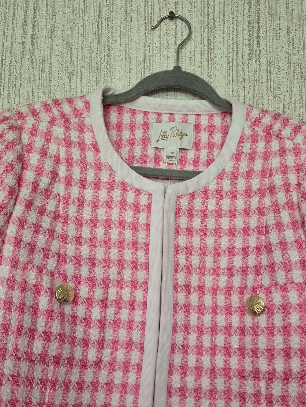 NWT Lilly Pulitzer 12 Rohana Boucle Jacket Rousseau Pink Charming Check Boucle - Picture 6 of 11